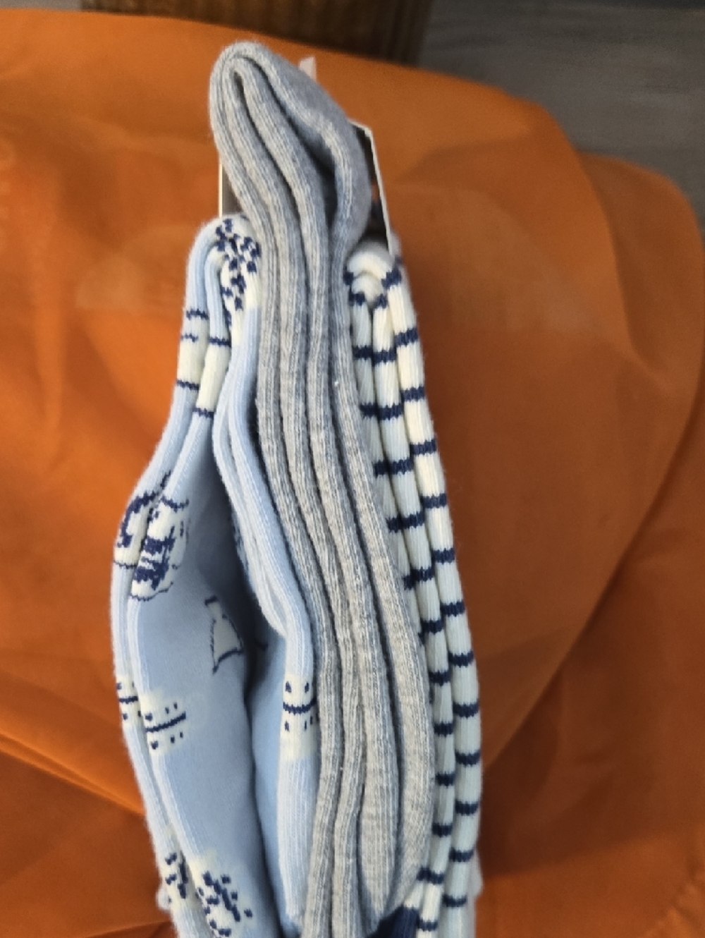 a new day Light Blue Novelty Crew Socks with Navy and Cream Accents - 3pk - Picture 3 of 3